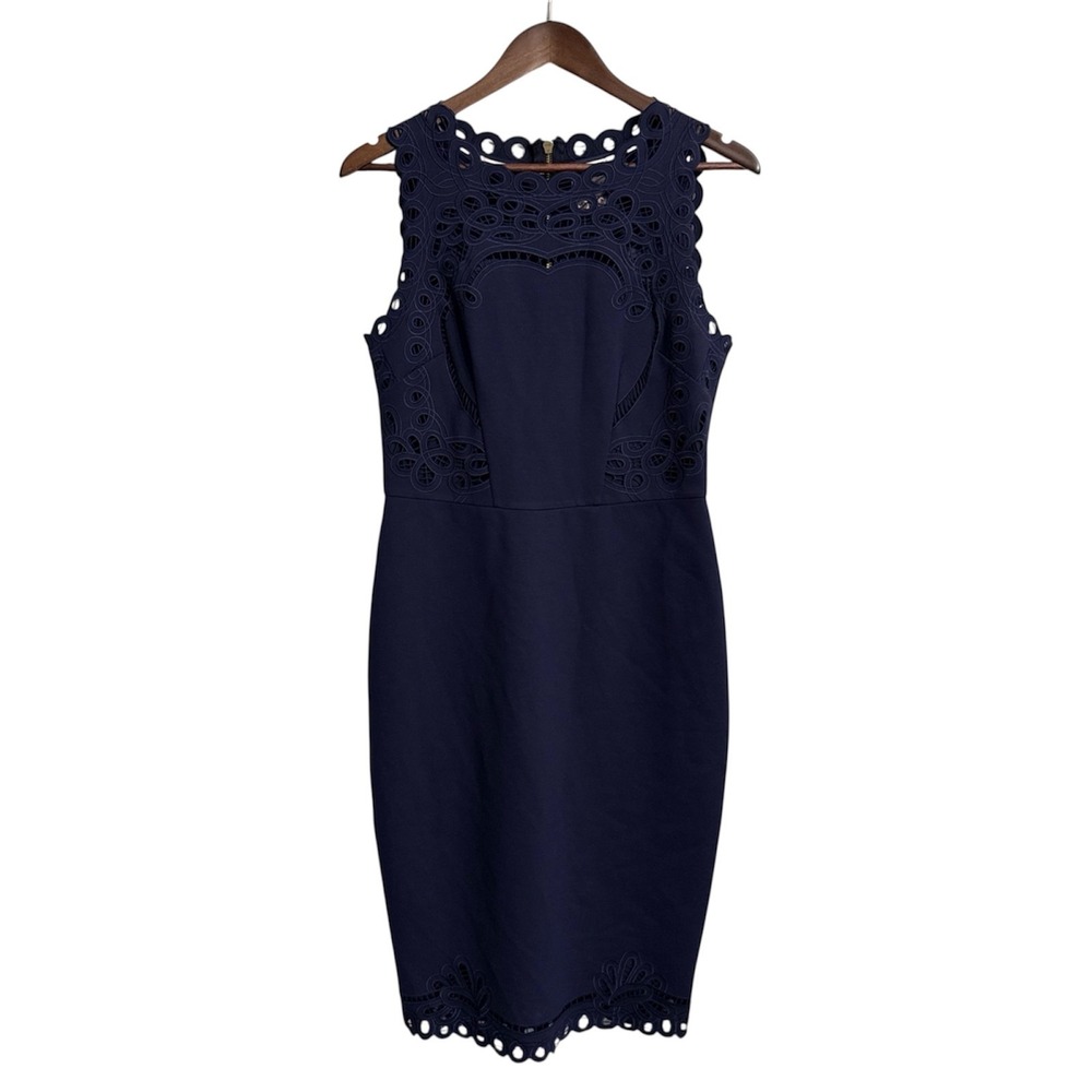Ted Baker Navy Blue Sleeveless Lace Sheath Dress